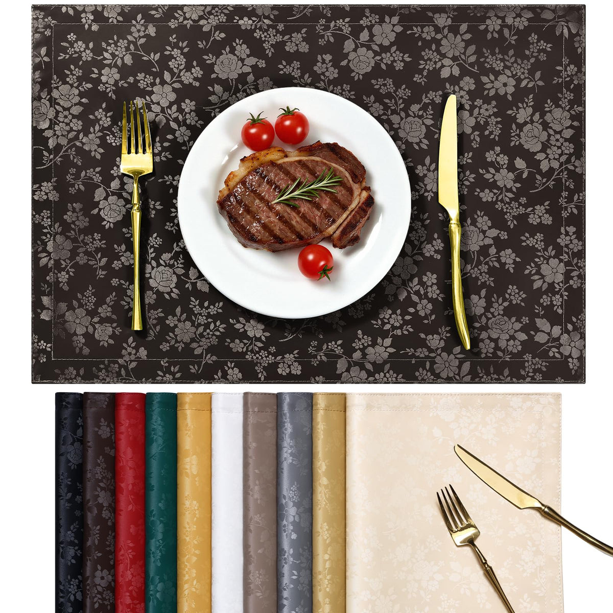 Smiry Rectangle Place Mats, Waterproof Heavy Duty Vinyl Placemats 6 Pack