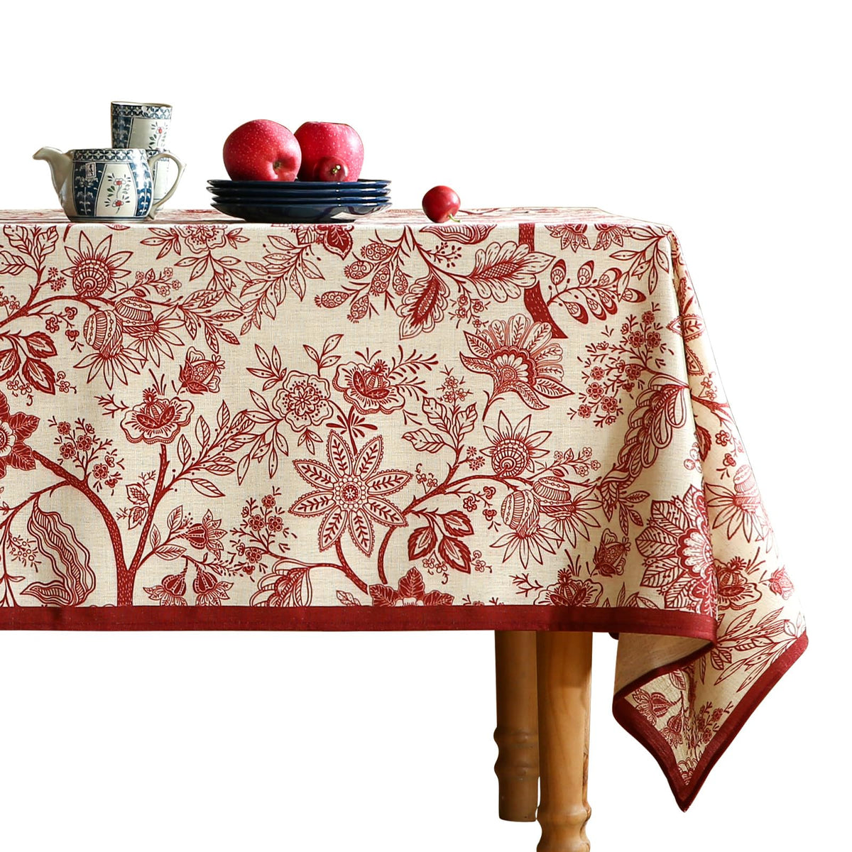 ISAENNE Designer Linen Rectangular Long Tablecloth,118"x67"-Serenity G