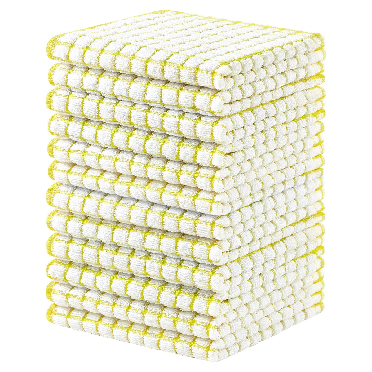 Homaxy 8 Pack Terry Kitchen Dish Cloths, 12"x12", Blue/Yellow/Red/Green