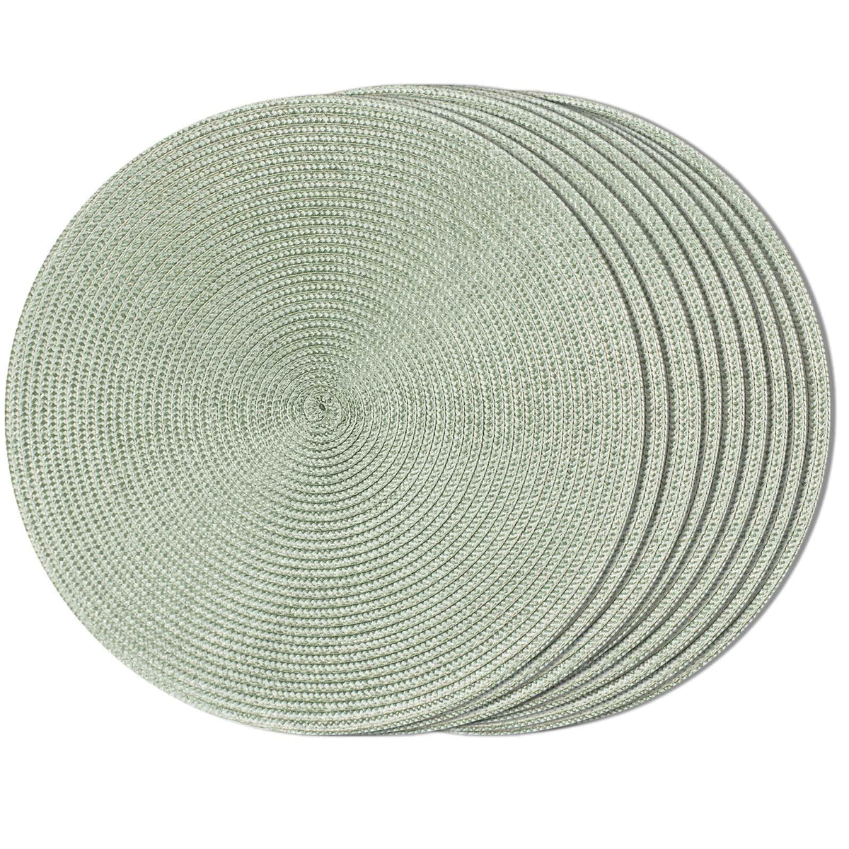 FunWheat Round Braided Placemats Set of 6 Table Mats for Dining Tables Woven Washable Non-Slip Place mats 15 inch(Orange, 6pcs)