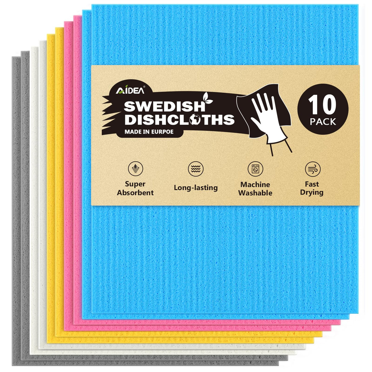 AIDEA Swedish Dishcloths for Kitchen, 20PK, Reusable Paper Towels, 7"×6"