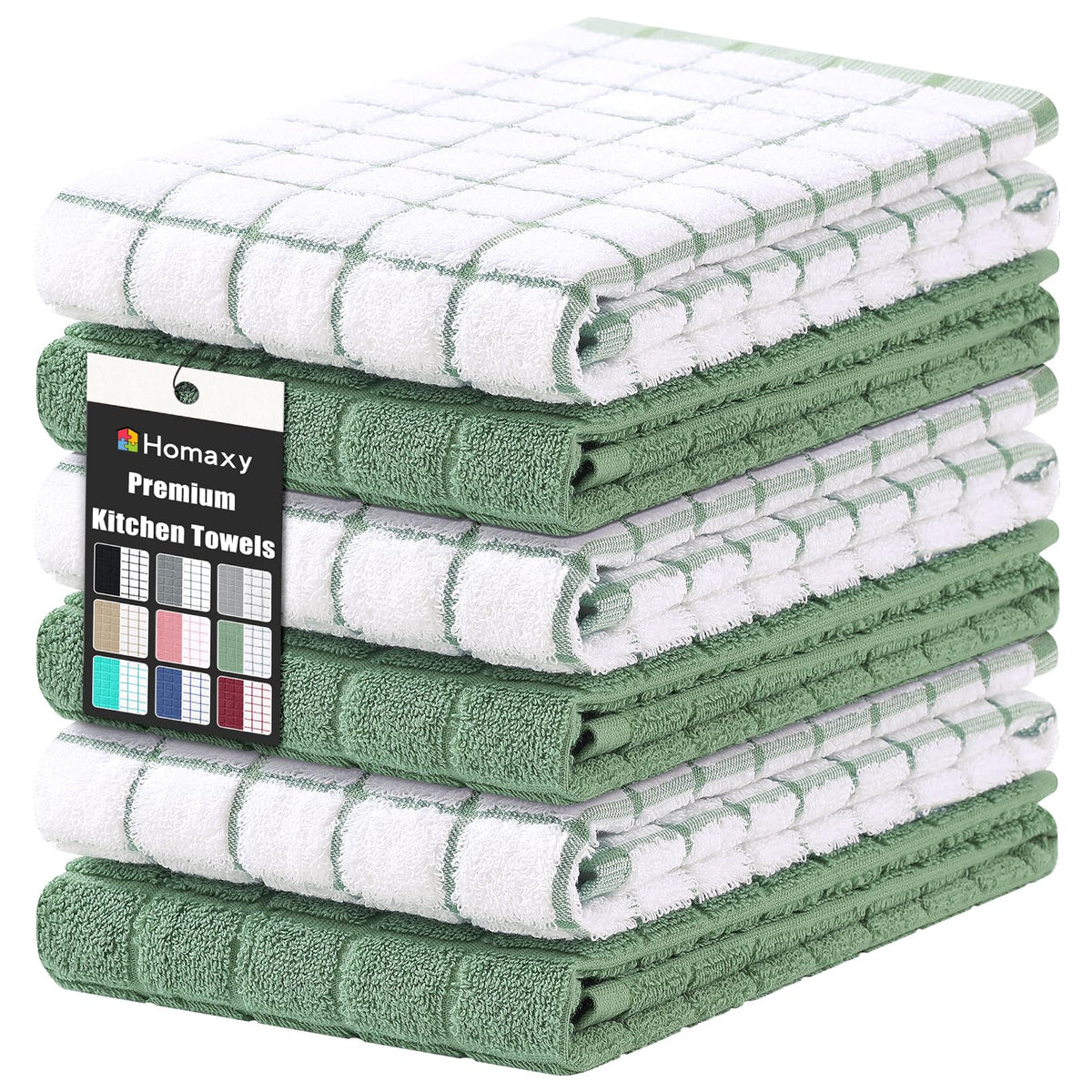 Homaxy Premium Cotton Kitchen Dish Cloths 12"x 12", 6 Pack, Tan