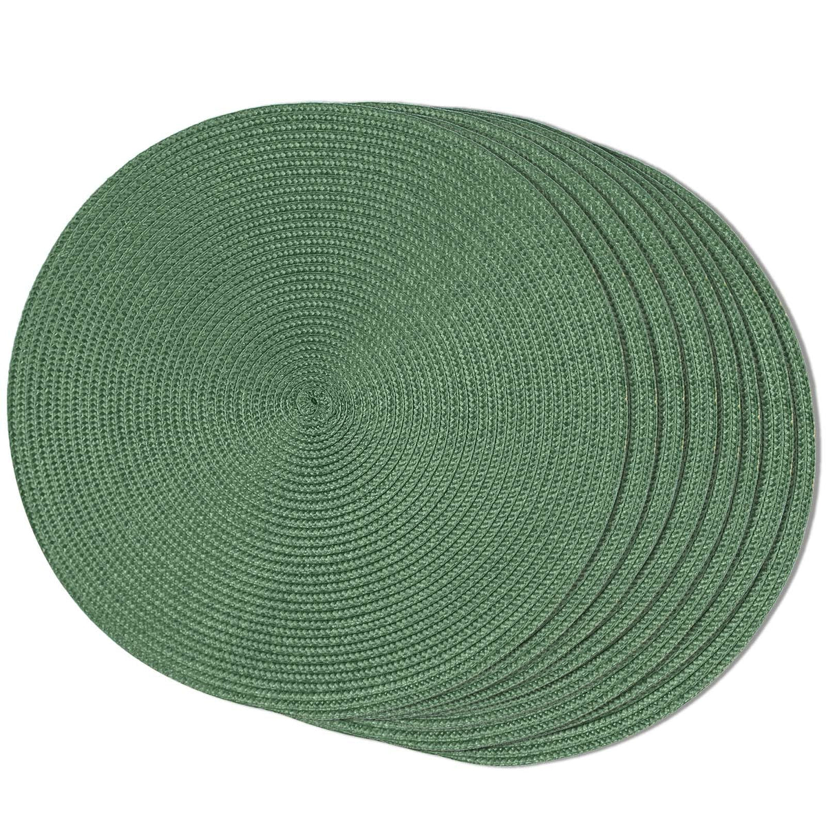 FunWheat Round Braided Placemats Set of 6 Table Mats for Dining Tables Woven Washable Non-Slip Place mats 15 inch(Orange, 6pcs)