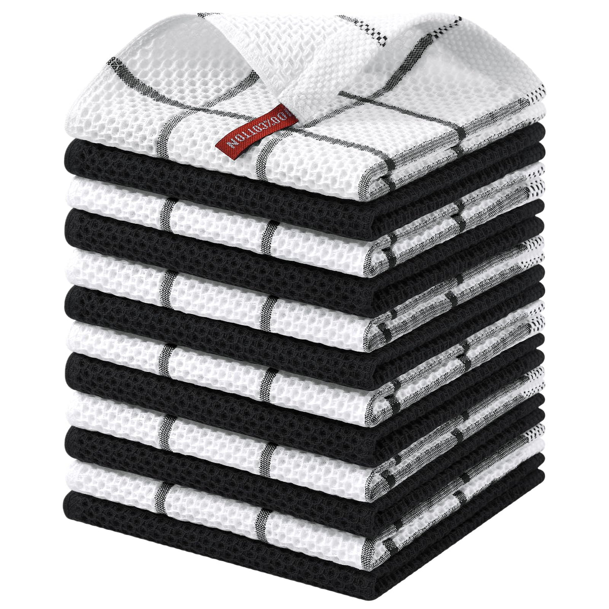Homaxy 100% Cotton Waffle Weave Kitchen Dish Cloths 8-Pack, Dark Grey