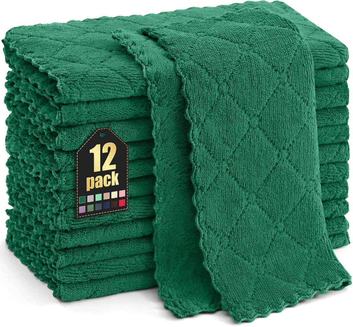 Homaxy 12 Pack Super Soft & Absorbent Dish Cloths, 10" x 10", Grey