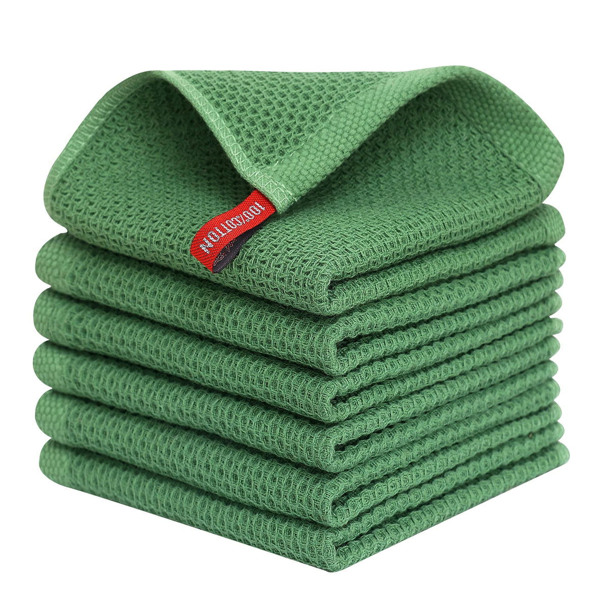Kitinjoy 100% Cotton Waffle 6-Pack Kitchen Towels, 12" x 12", Dark Grey