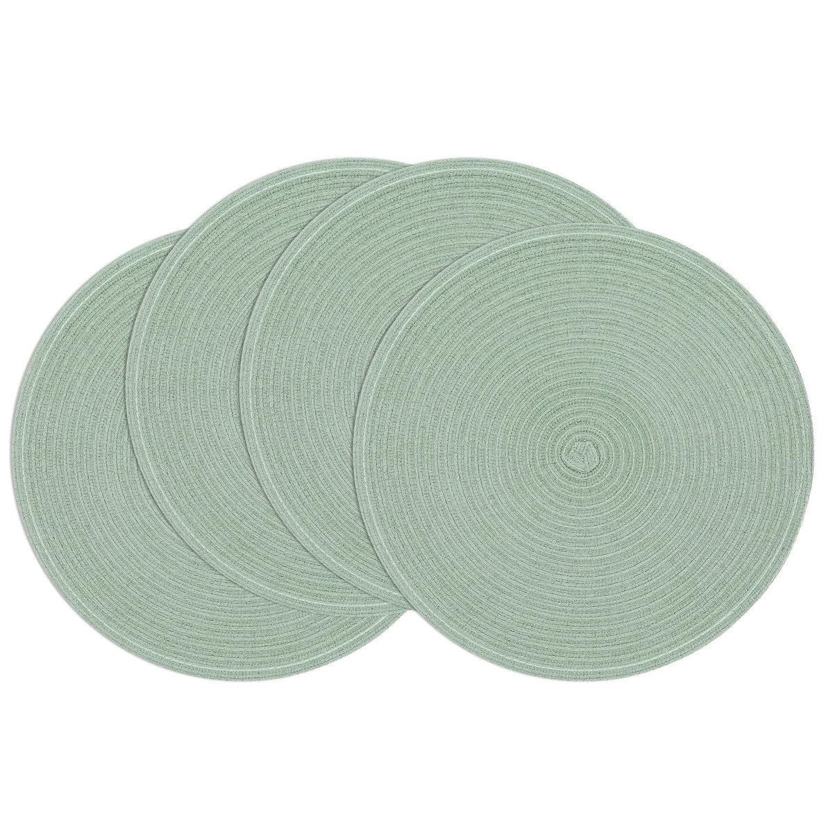 SHACOS Round Braided Placemats Set of 8 Cotton Fabric Round Table Mats Non Slip Washable 15 inch Round Place Mats Home Party Table Decor (Beige, 8)