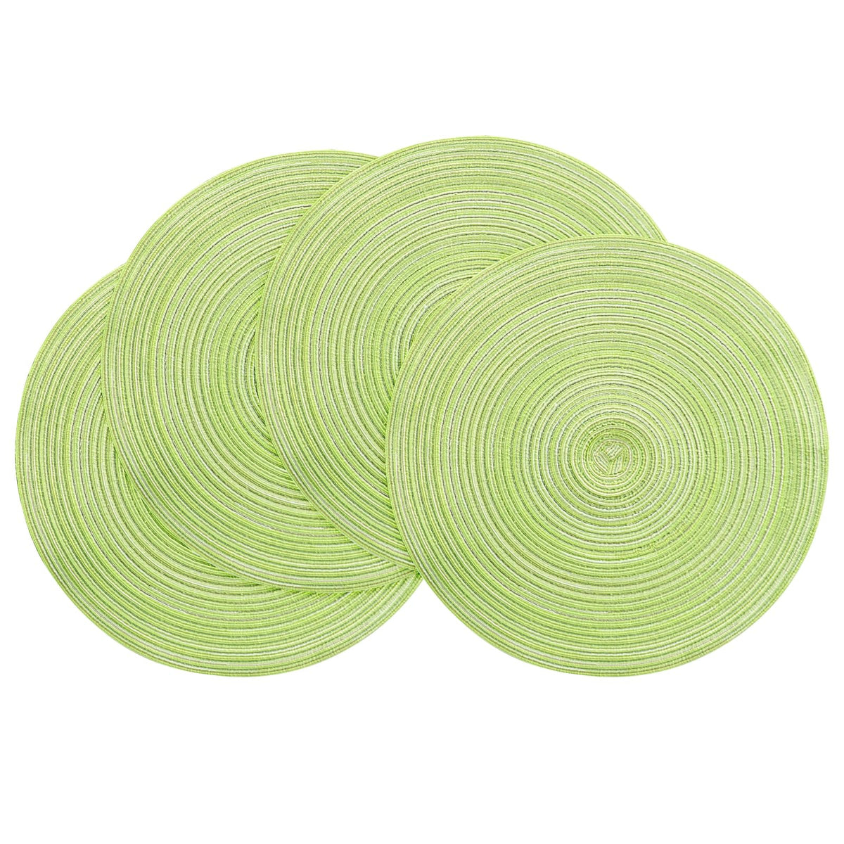 Floroom 15 Inch Round Braided Placemats Set of 4, Washable Heat Resistant Cotton Polyester Circle Place Mats for Kitchen Dining Table - Navy Blue