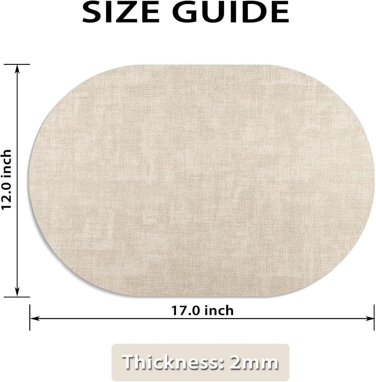 Faux Leather Oval Placemats Set of 6, Beige