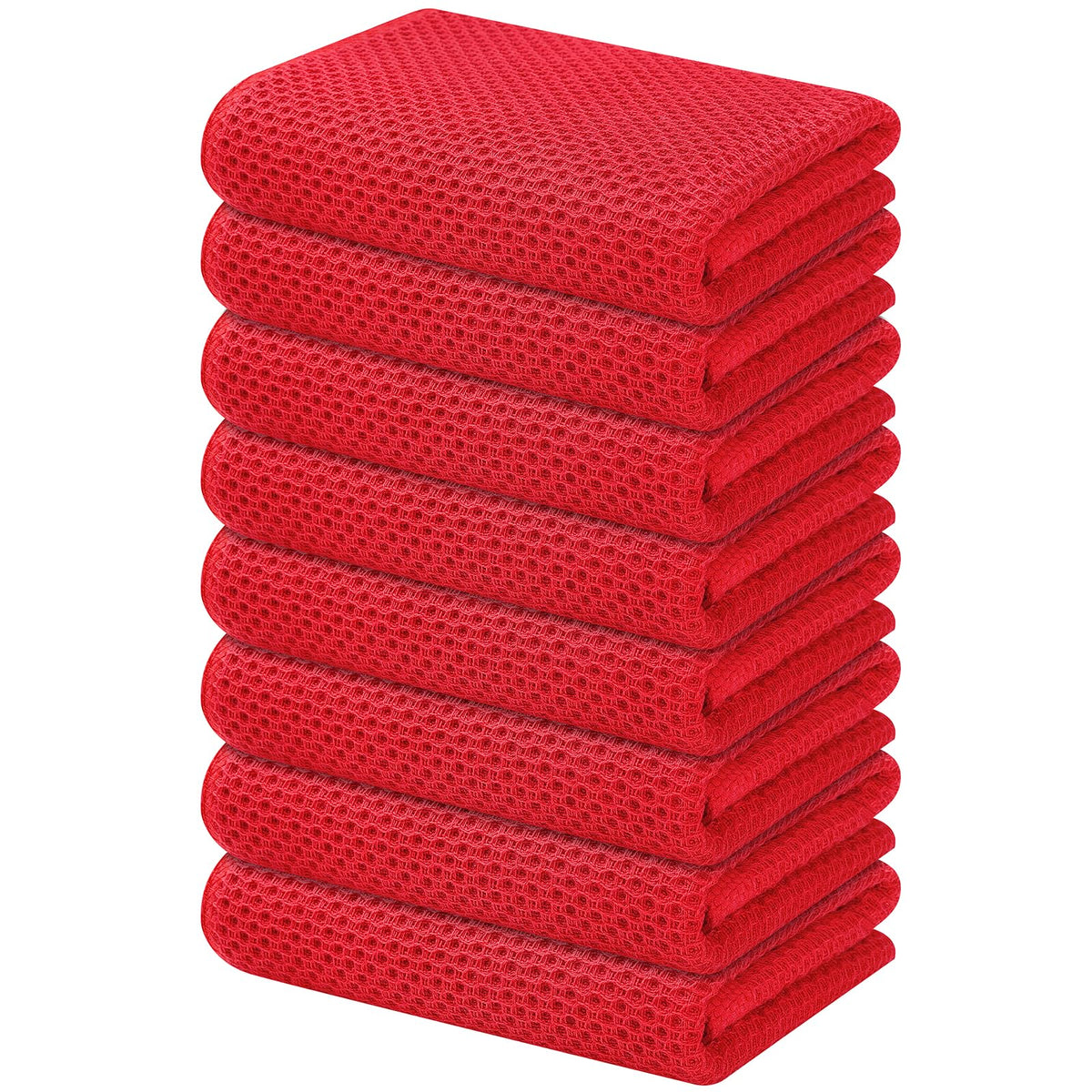 Kitinjoy 100% Cotton Waffle 6-Pack Kitchen Towels, 12" x 12", Dark Grey