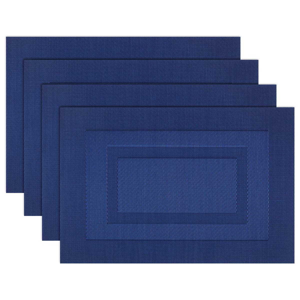 PIGCHCY Placemats,Washable Vinyl Woven Table Mats,Elegant Durable Placemats for Dining Table Set of 4 (18 x 12 inches, Pure Black)