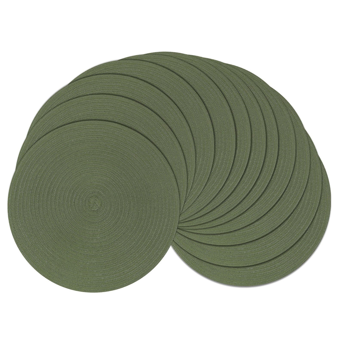 SHACOS 15 inch Round Placemats Set of 6, Cotton Polyester Woven Braided Place Mats, Washable Heat Resistant Circle Table Mats for Dining Table (Beige, 6)