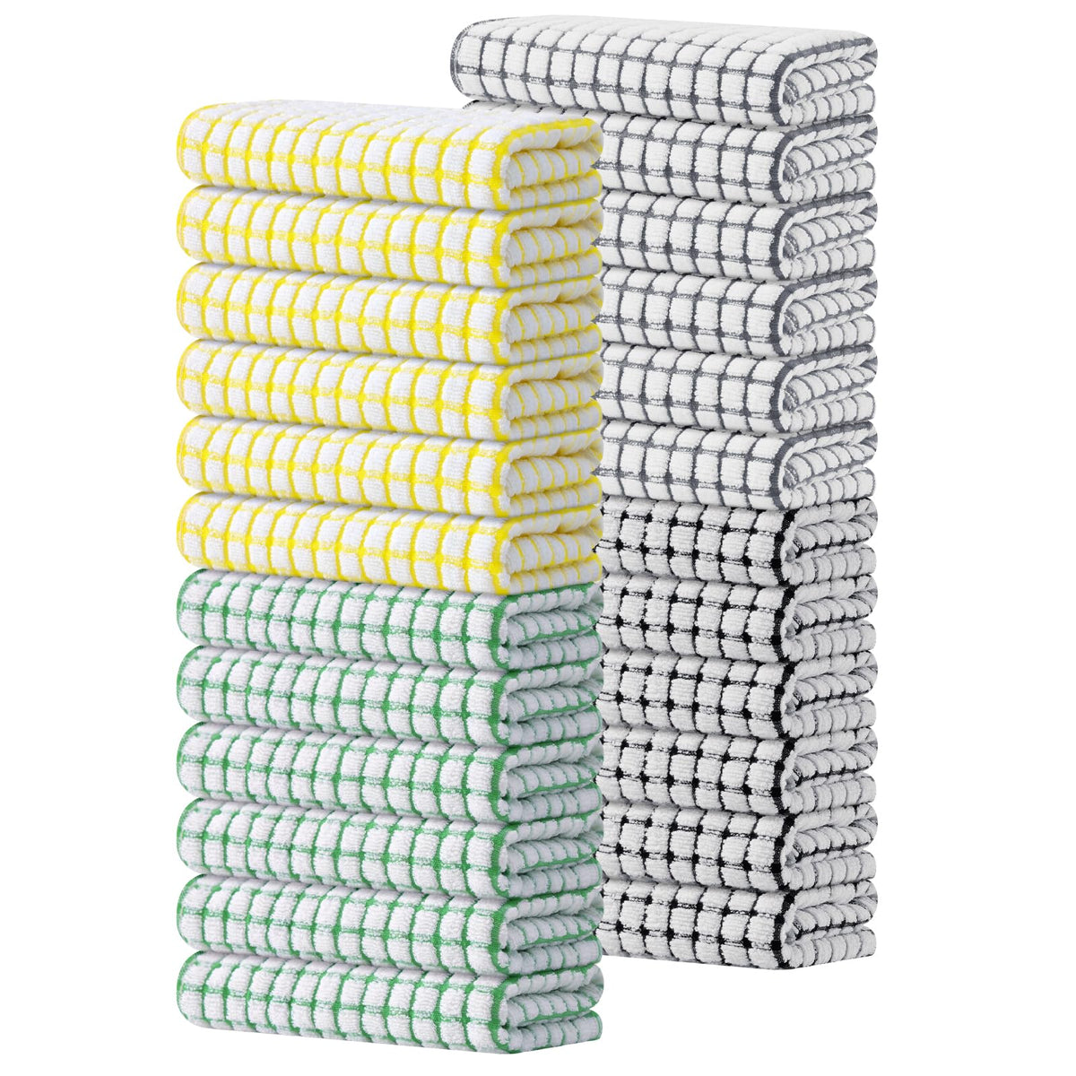 Kitinjoy Cotton 8 Pack Terry Kitchen Dish Cloths, Mixed Color