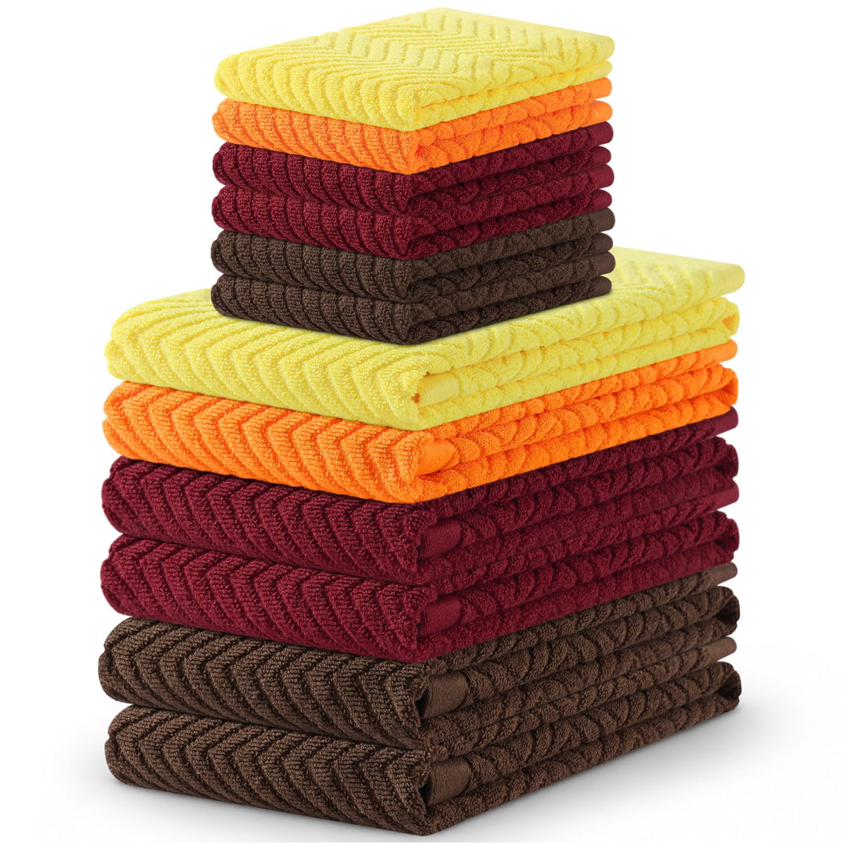 Homaxy 8 Pack 100% Cotton Kitchen Towels and Dishcloths Set, Burgundy