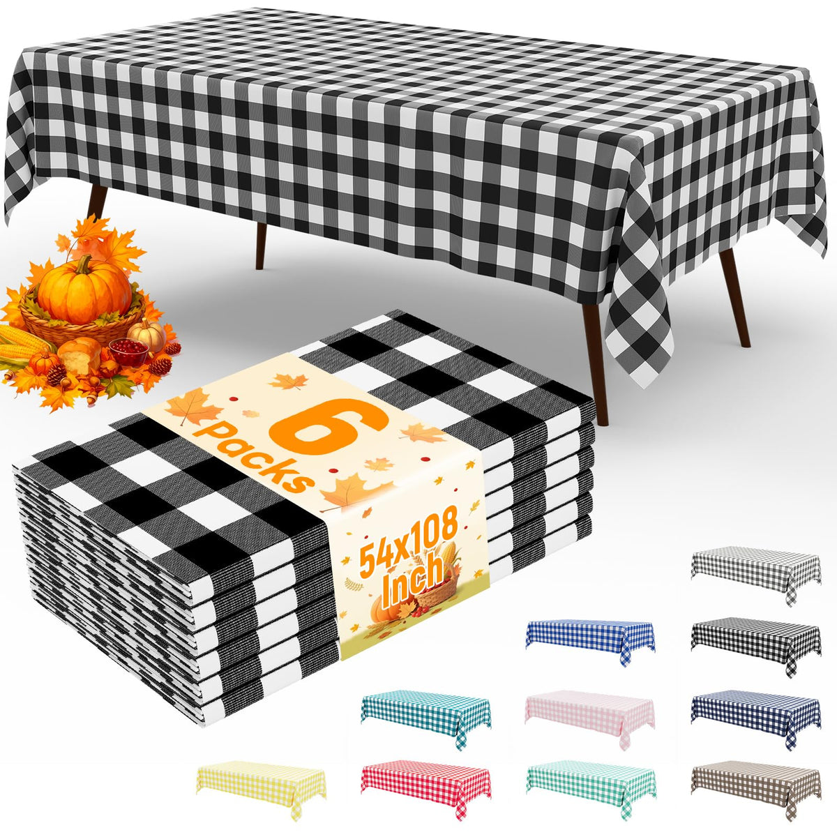 misaya 4 Packs Buffalo Disposable Table Cloth, 54 x 108 Inch Waterproof Plastic Tablecloth, Rectangle Red and White Checkered Table Covers for Picnic, Birthday, Party, Back to School