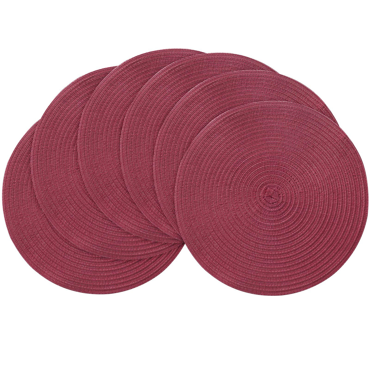 Floroom 15 Inch Round Braided Placemats Set of 4, Washable Heat Resistant Cotton Polyester Circle Place Mats for Kitchen Dining Table - Navy Blue