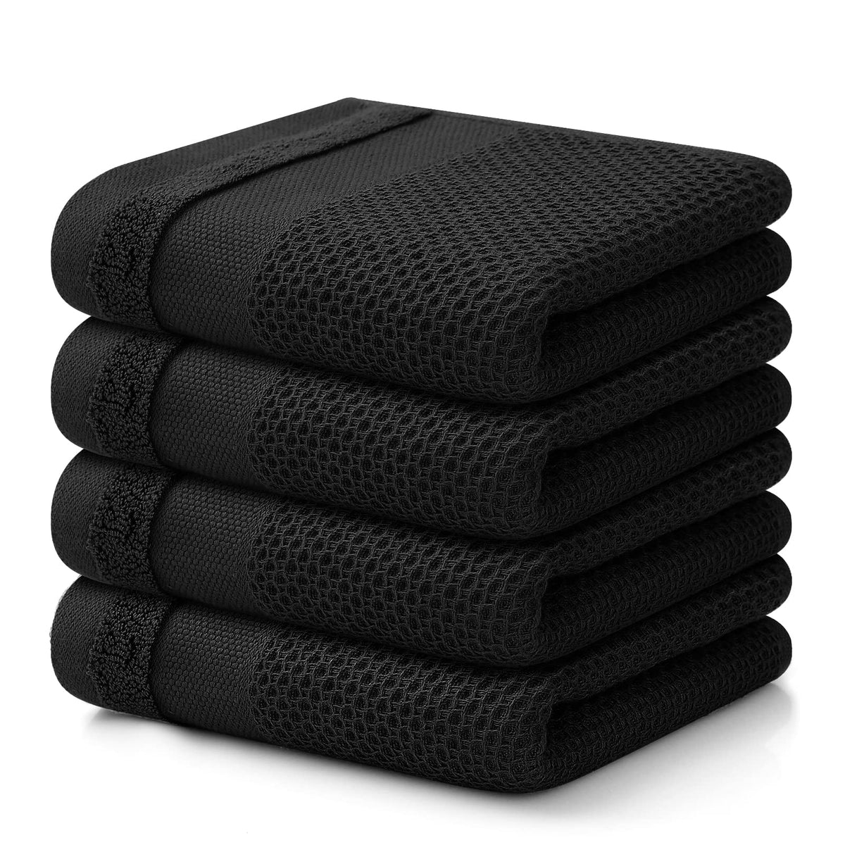 Homaxy 100% Cotton Dish Cloths, 8 Pack - 12 x 12 Inches, Black