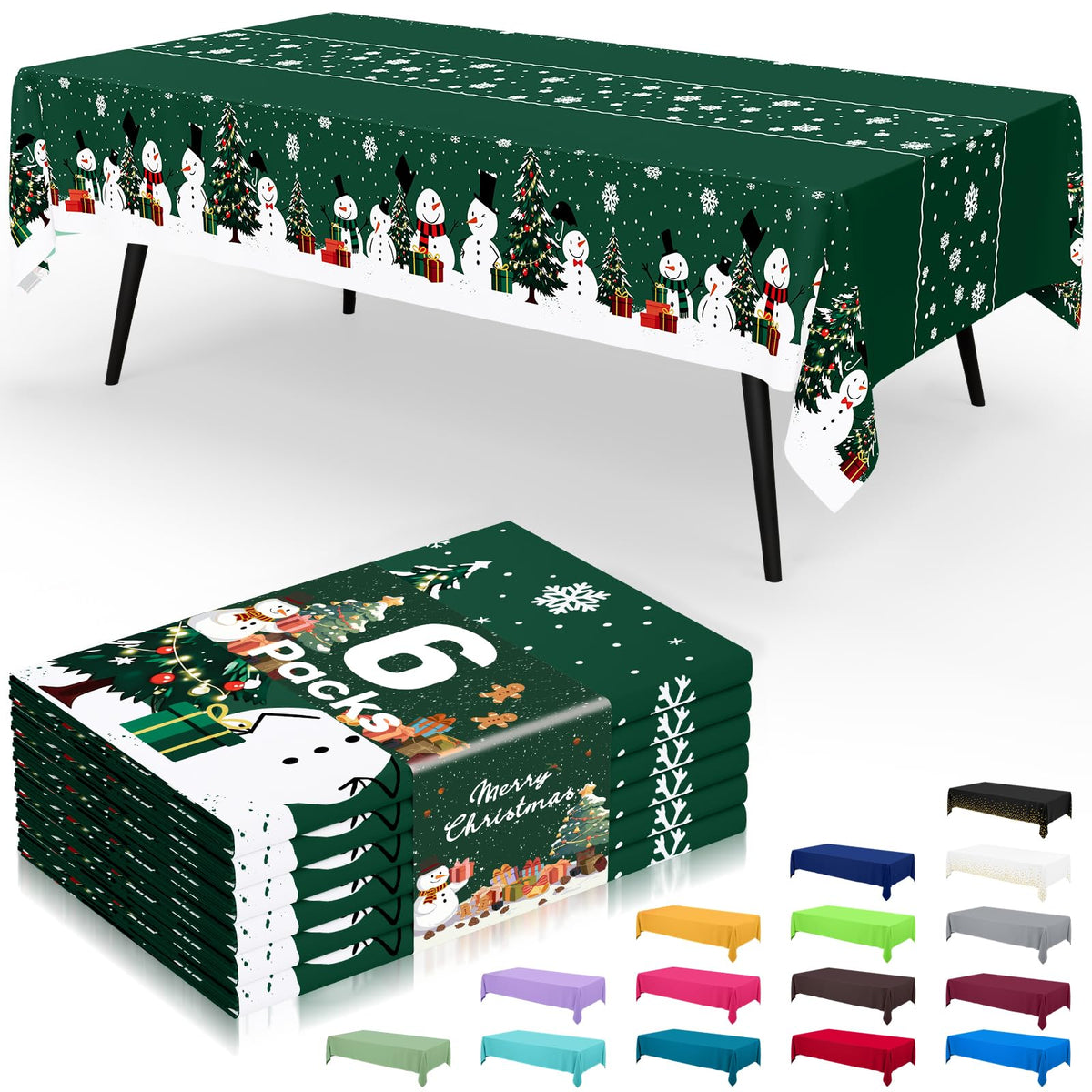 Smiry Plastic Disposable Waterproof Table Cloth - 54 x 108 Inch, 6 Packs