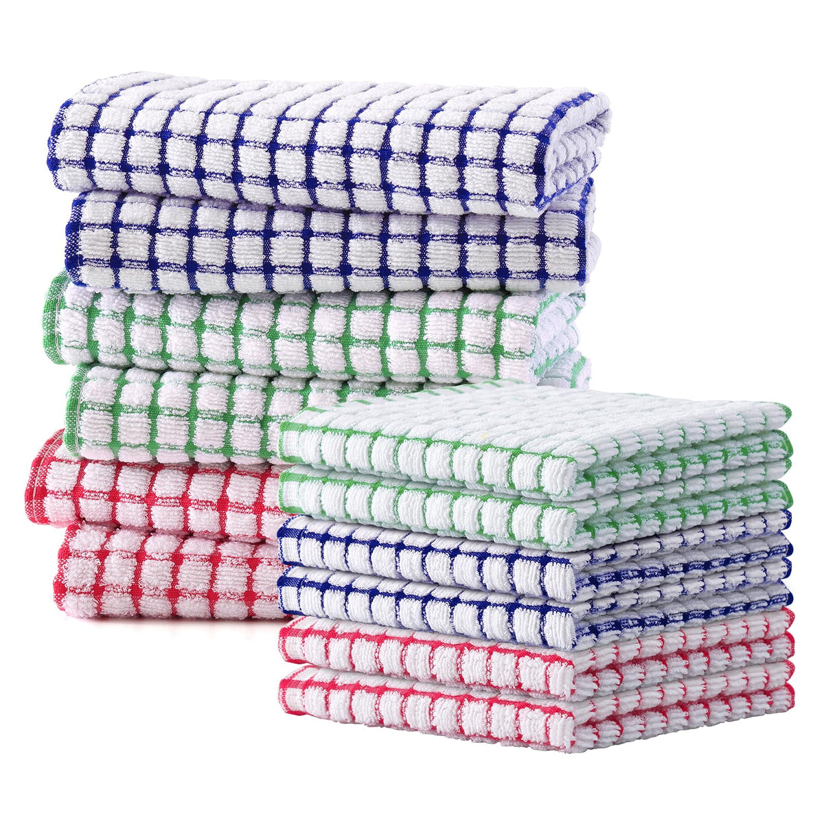 Kitinjoy Cotton 8 Pack Terry Kitchen Dish Cloths, Mixed Color