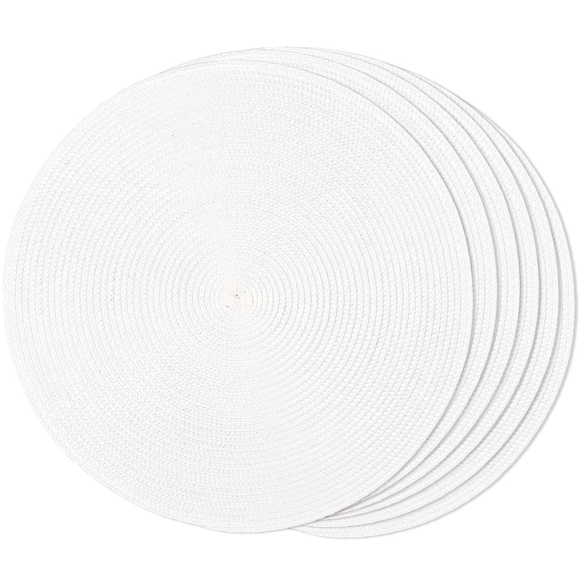FunWheat Round Braided Placemats Set of 6 Table Mats for Dining Tables Woven Washable Non-Slip Place mats 15 inch(Orange, 6pcs)