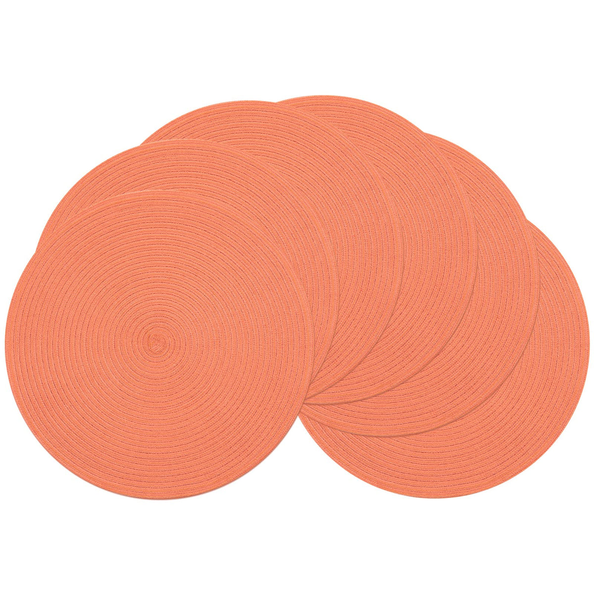 SHACOS Round Braided Placemats Set of 8 Cotton Fabric Round Table Mats Non Slip Washable 15 inch Round Place Mats Home Party Table Decor (Beige, 8)