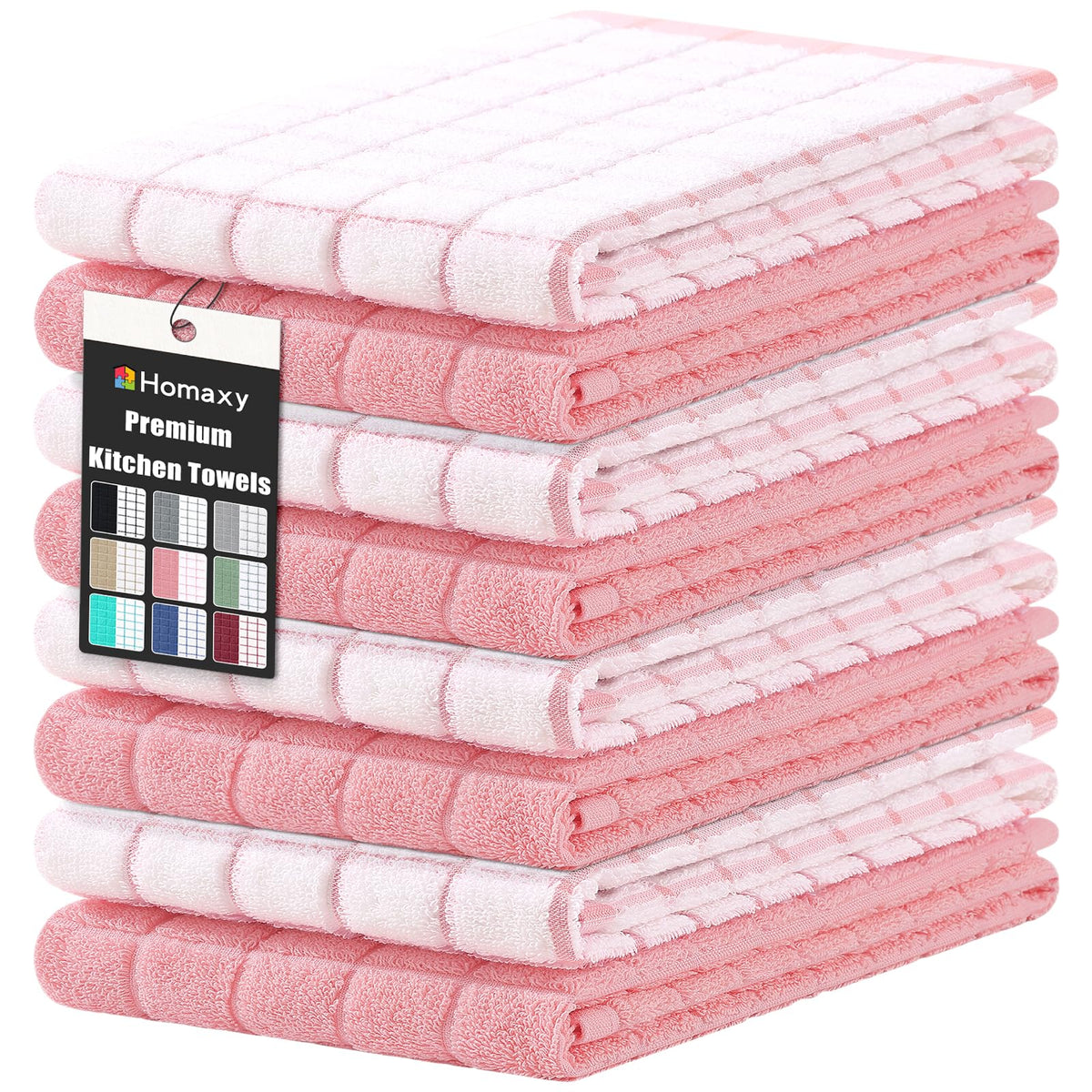 Homaxy Premium Cotton Kitchen Dish Cloths 12"x 12", 6 Pack, Tan