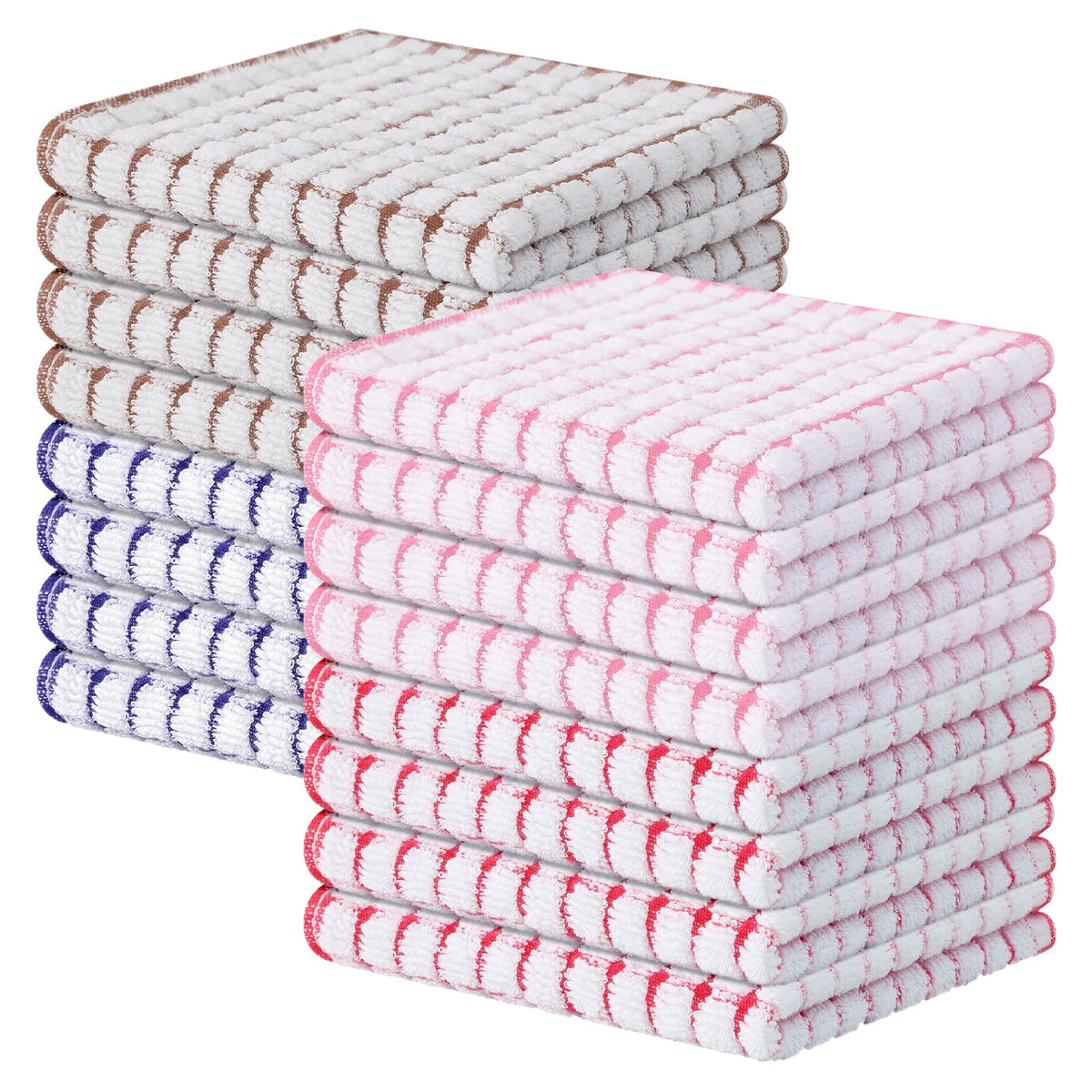 Kitinjoy Cotton 8 Pack Terry Kitchen Dish Cloths, Mixed Color