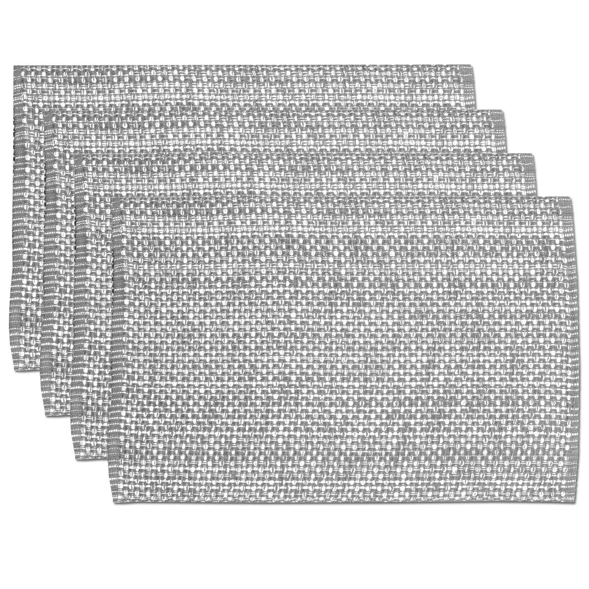Sweet Home Collection 100% Cotton Placemats for Dining Room Rectangle Two Tone Woven Fabric 13" x 19" Soft Durable Table Mat Set, Set of 6, Eggshell