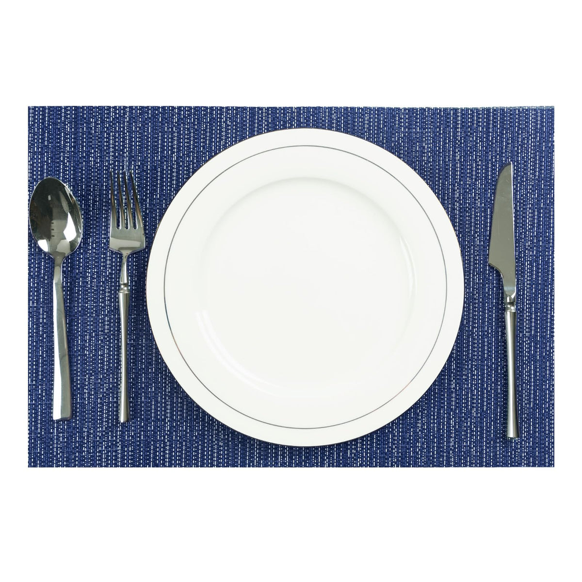 AHHFSMEI Placemats Set of 6 Washable Woven Vinyl Placemats for Dining Table Heat Resistant Non-Slip Stain Resistant Table Mats for Kitchen & Home Decor(White,6)