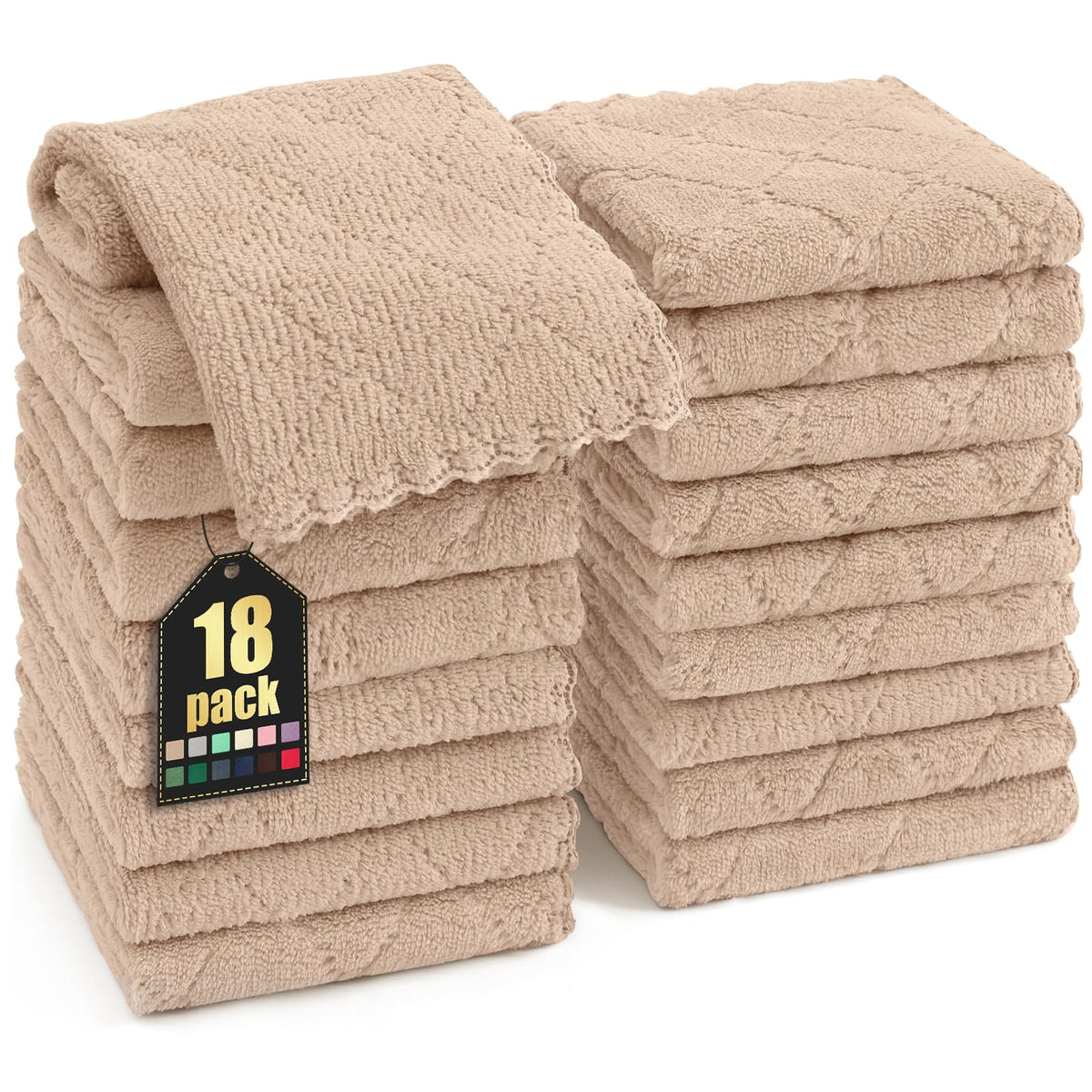 Homaxy 12 Pack Super Soft & Absorbent Dish Cloths, 10" x 10", Grey