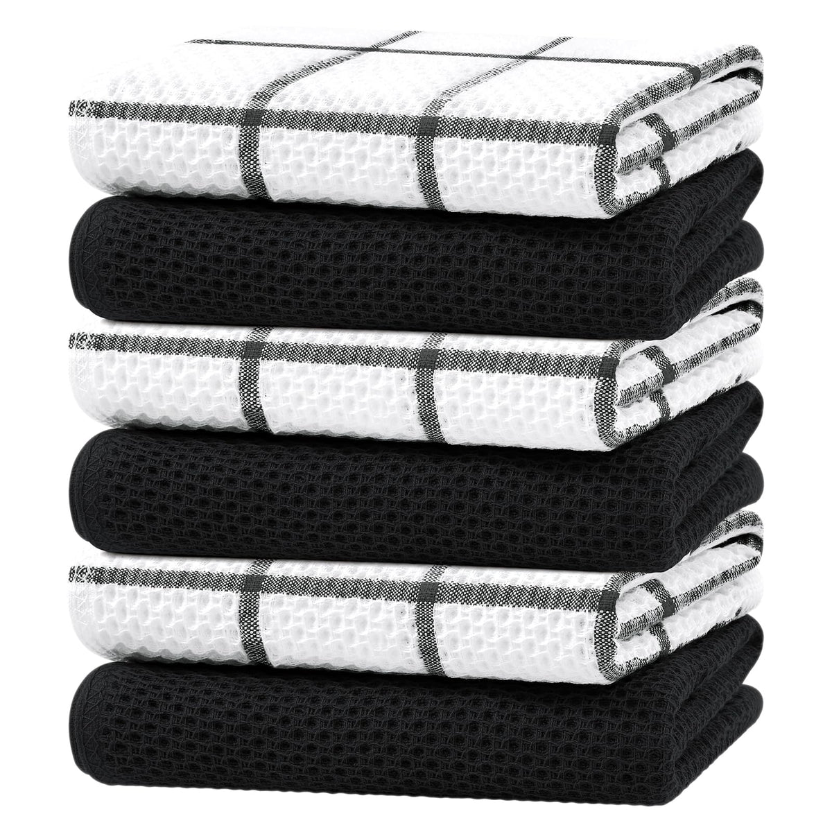 Homaxy 100% Cotton Waffle Weave Kitchen Dish Cloths 8-Pack, Dark Grey