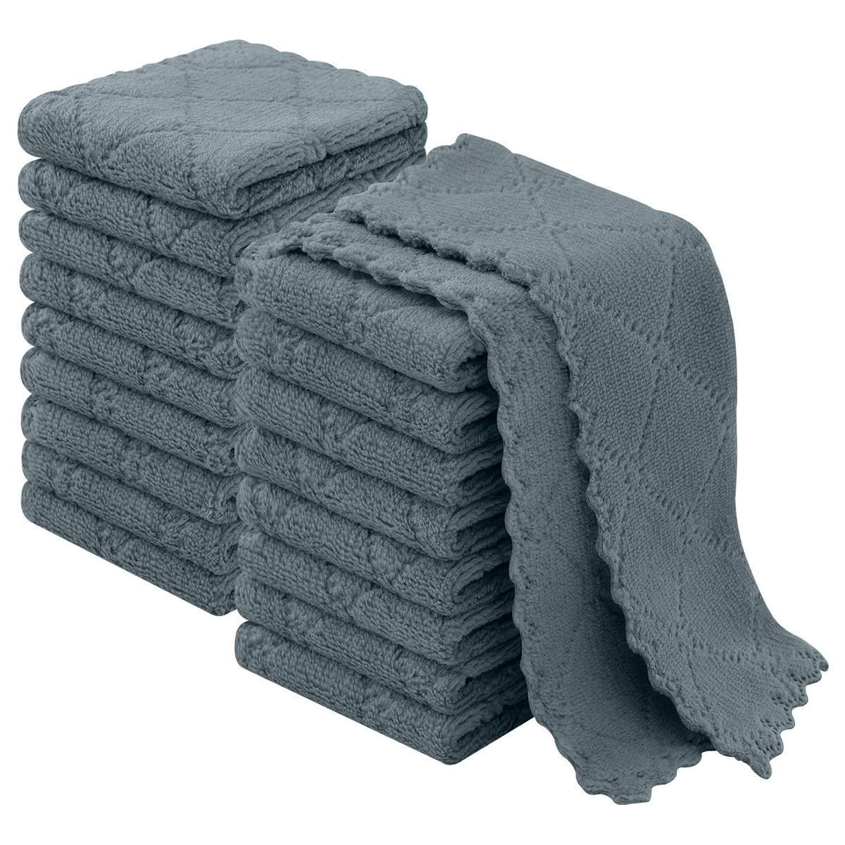 Homaxy 12 Pack Super Soft & Absorbent Dish Cloths, 10" x 10", Grey