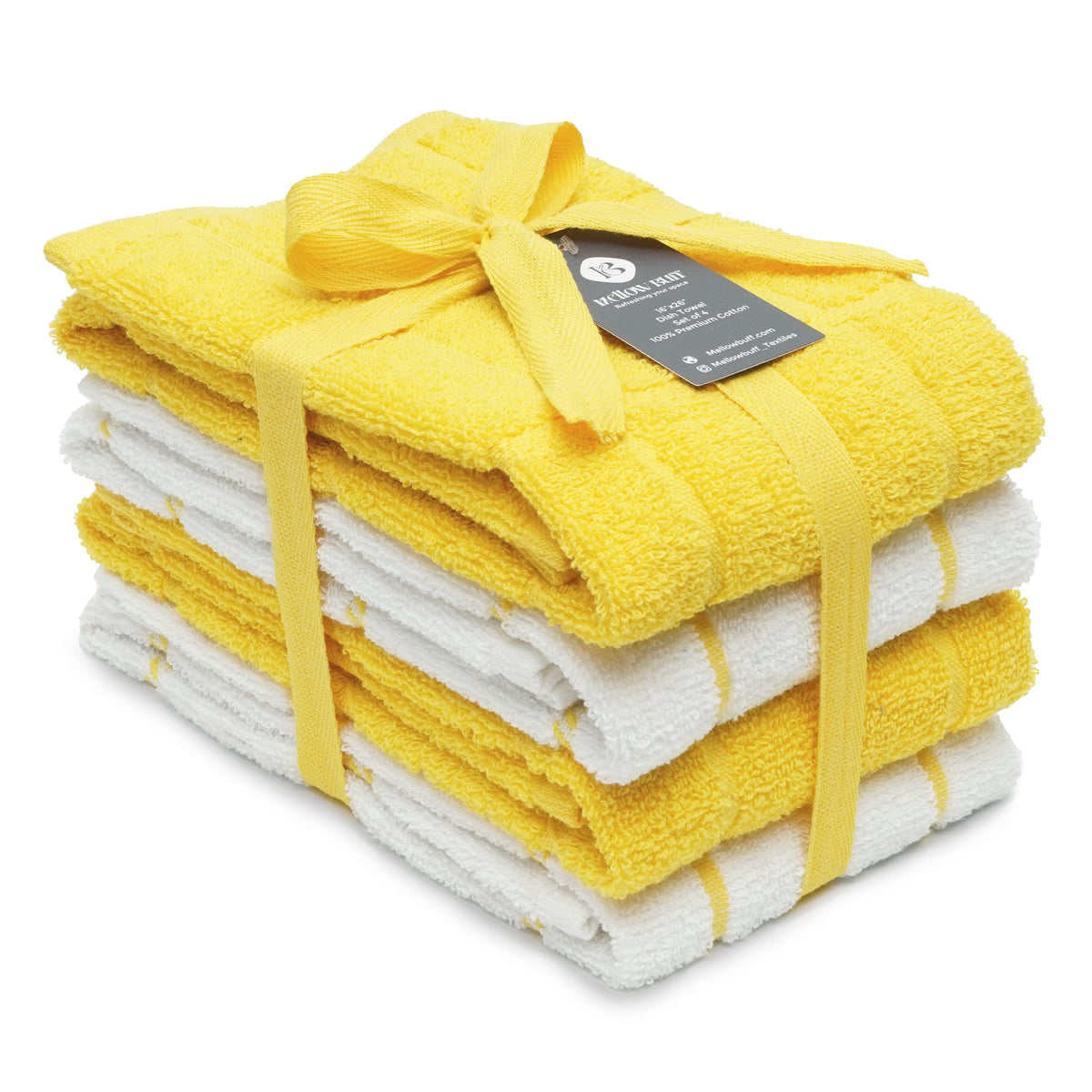 100% Cotton Terry Dish Towels, 4 pack16 x26 Inches, Super Soft and Absorbent Kitchen Towels, Perfect for Kitchen Cleaning and Dish Washing | Yellow
