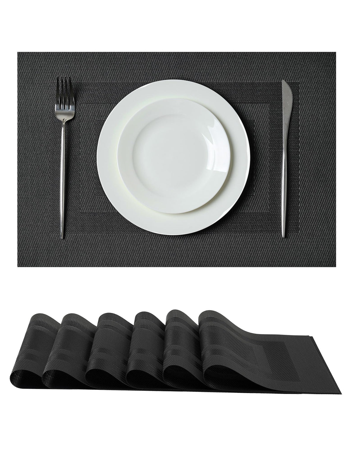 Beige White Placemats Set of 4 - Heat Resistant Non-Slip Place mats for Dining Table, Washable Durable PVC Vinyl Woven Table Mats(Beige White, 4)