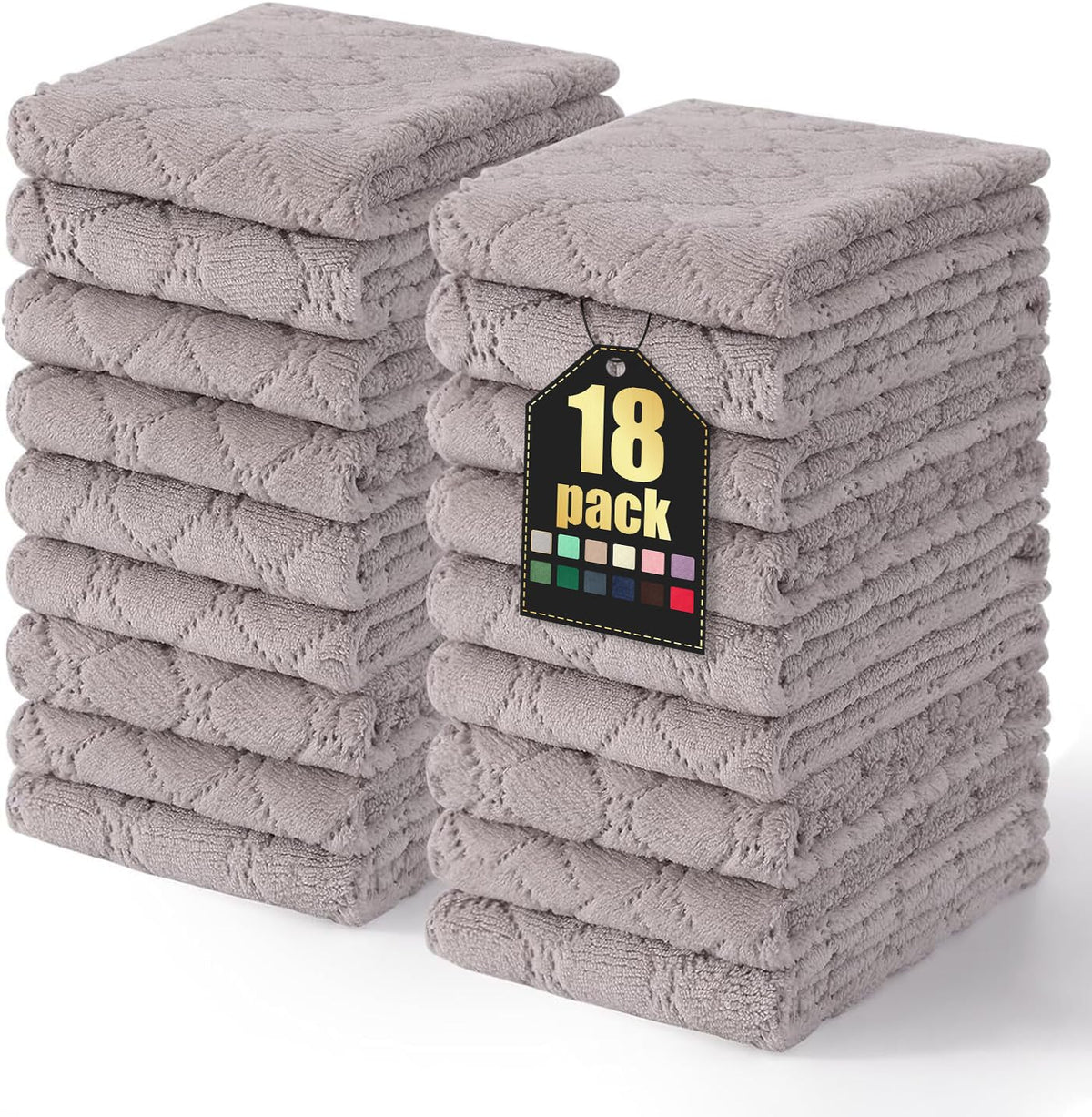 Homaxy 12 Pack Super Soft & Absorbent Dish Cloths, 10" x 10", Grey
