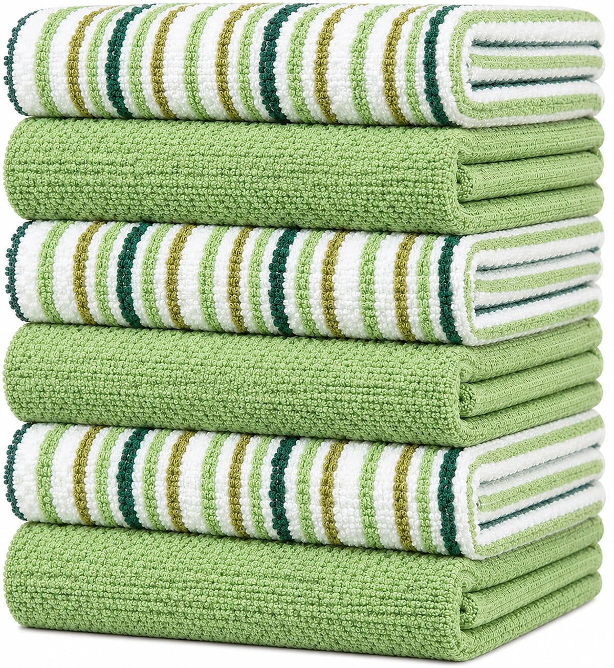 Bumble Dish Cloths 8-Pack, Cotton Kitchen Towels, 12"x12" Blue Wide Stripes