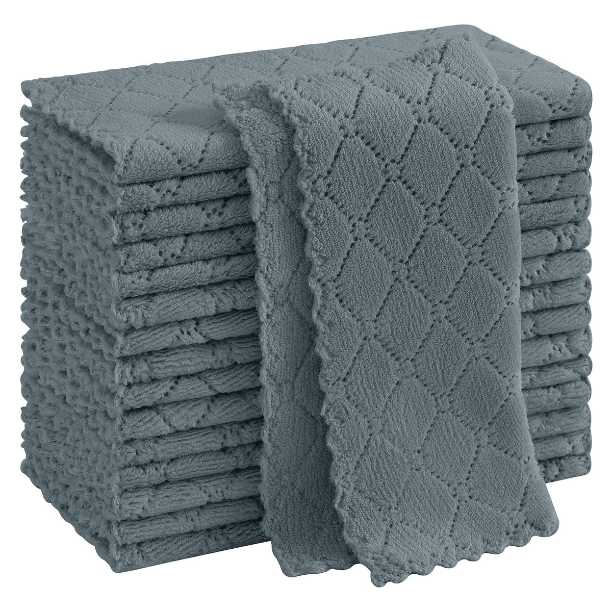 Homaxy 12 Pack Super Soft & Absorbent Dish Cloths, 10" x 10", Grey