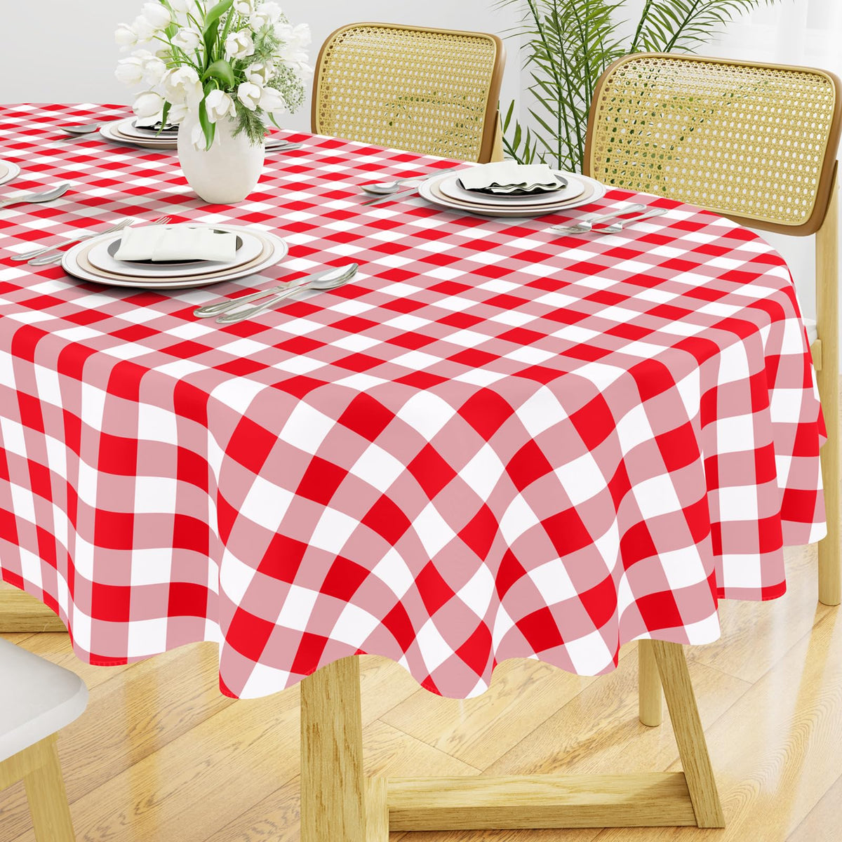 Smiry Fall Tablecloth, Flannel Backed Vinyl Table Cloth, 60"x84"