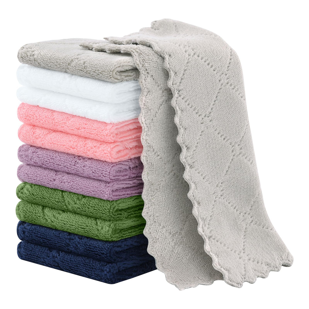 Homaxy 12 Pack Super Soft & Absorbent Dish Cloths, 10" x 10", Grey