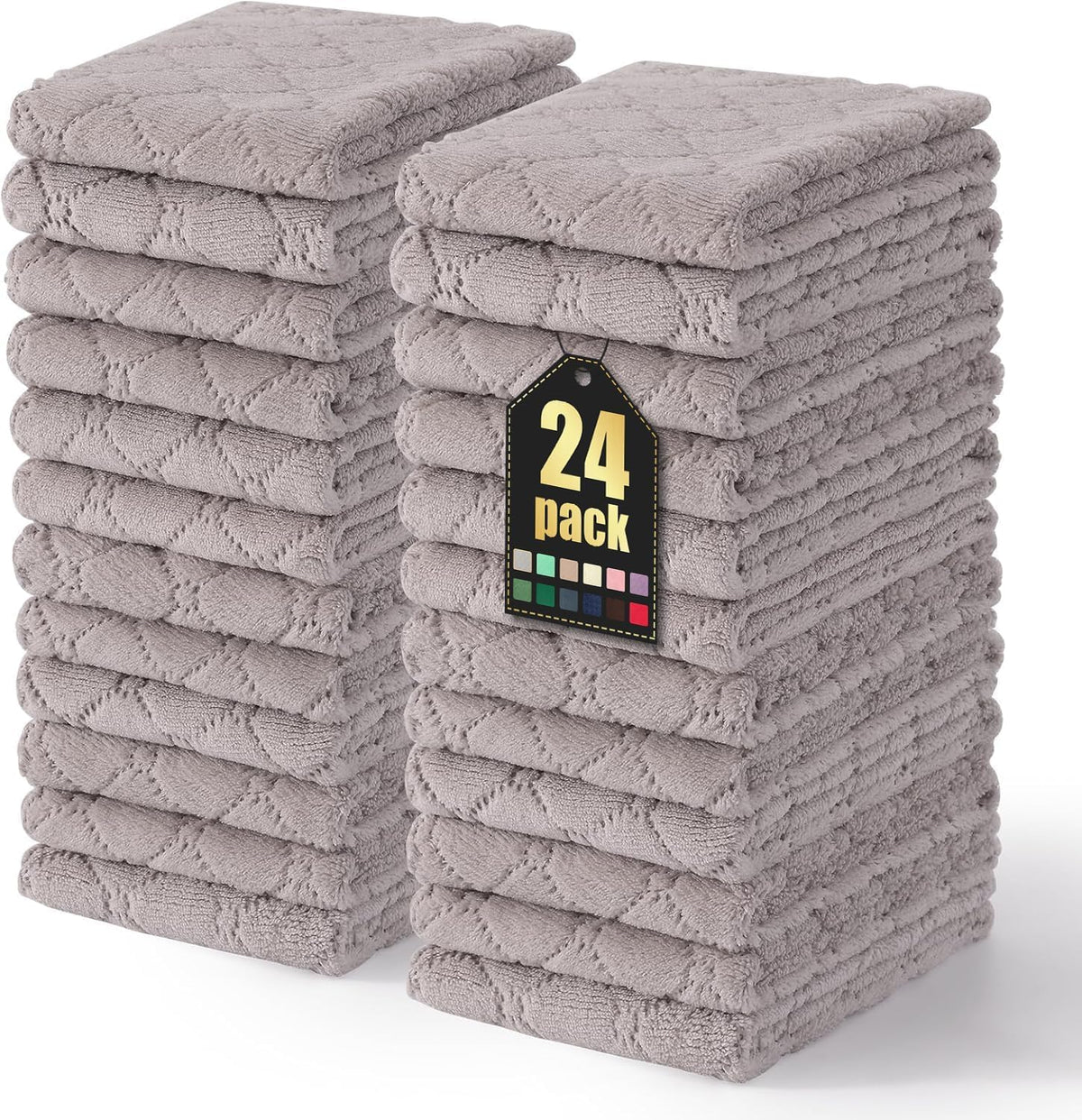 Homaxy 12 Pack Super Soft & Absorbent Dish Cloths, 10" x 10", Grey