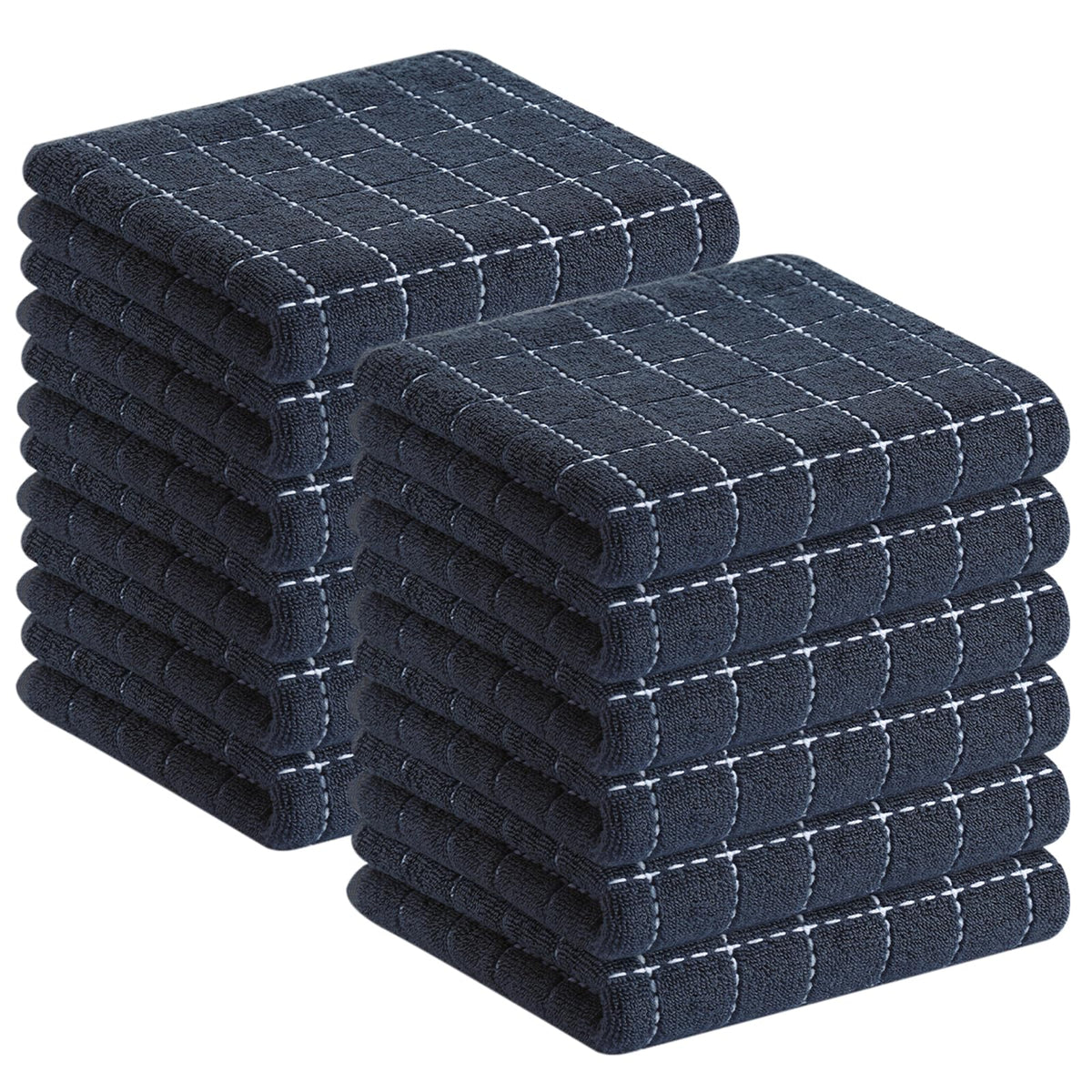 Homaxy 100% Cotton Terry Kitchen Dish Cloths, 6 Pack, Navy Blue