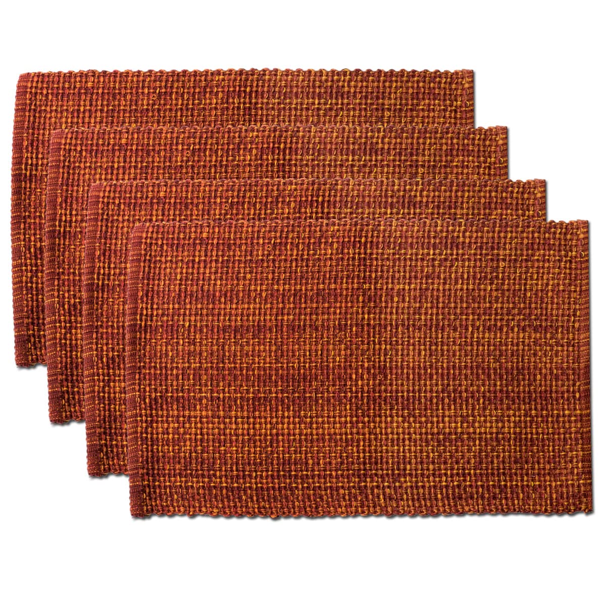 Sweet Home Collection 100% Cotton Placemats for Dining Room Rectangle Two Tone Woven Fabric 13" x 19" Soft Durable Table Mat Set, Set of 6, Eggshell