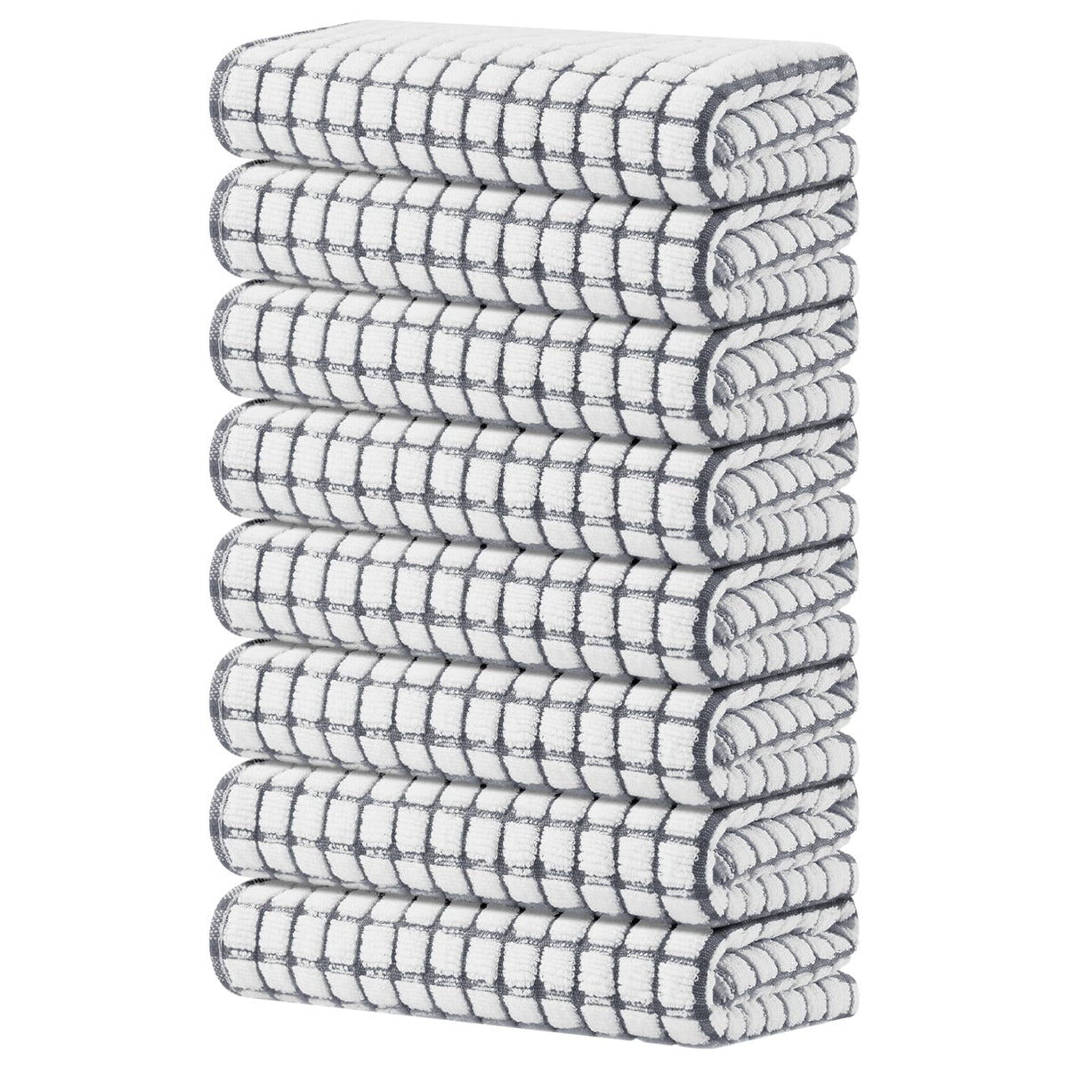 Kitinjoy Cotton 8 Pack Terry Kitchen Dish Cloths, Mixed Color