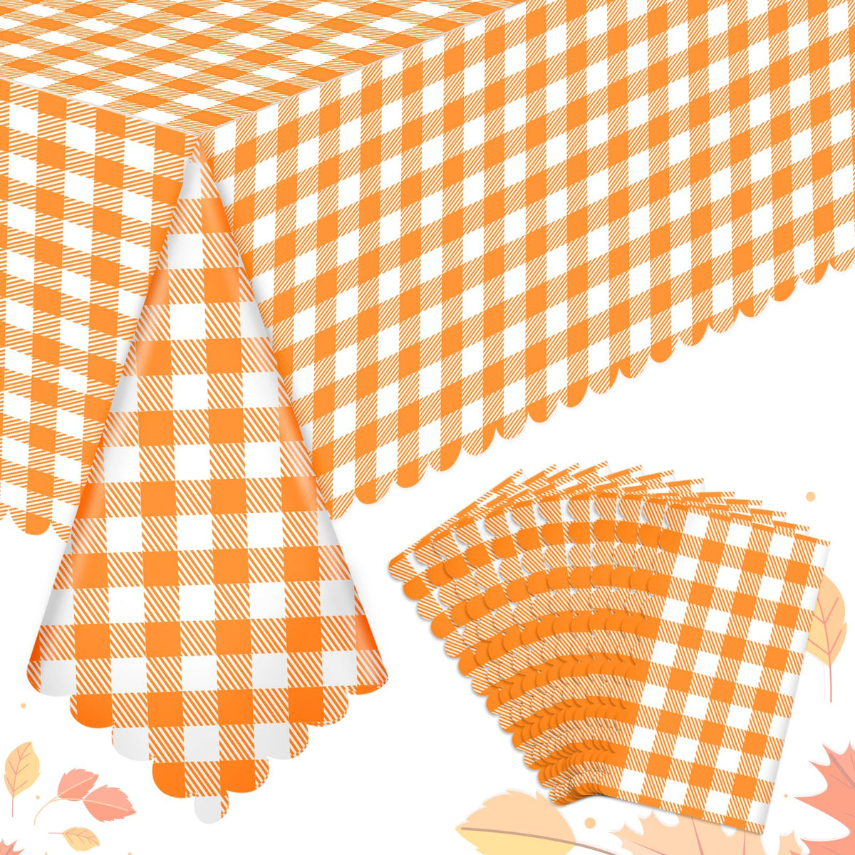 3Pack Light Khaki Gingham Tablecloths, Khaki and White Checkered Tablecloth