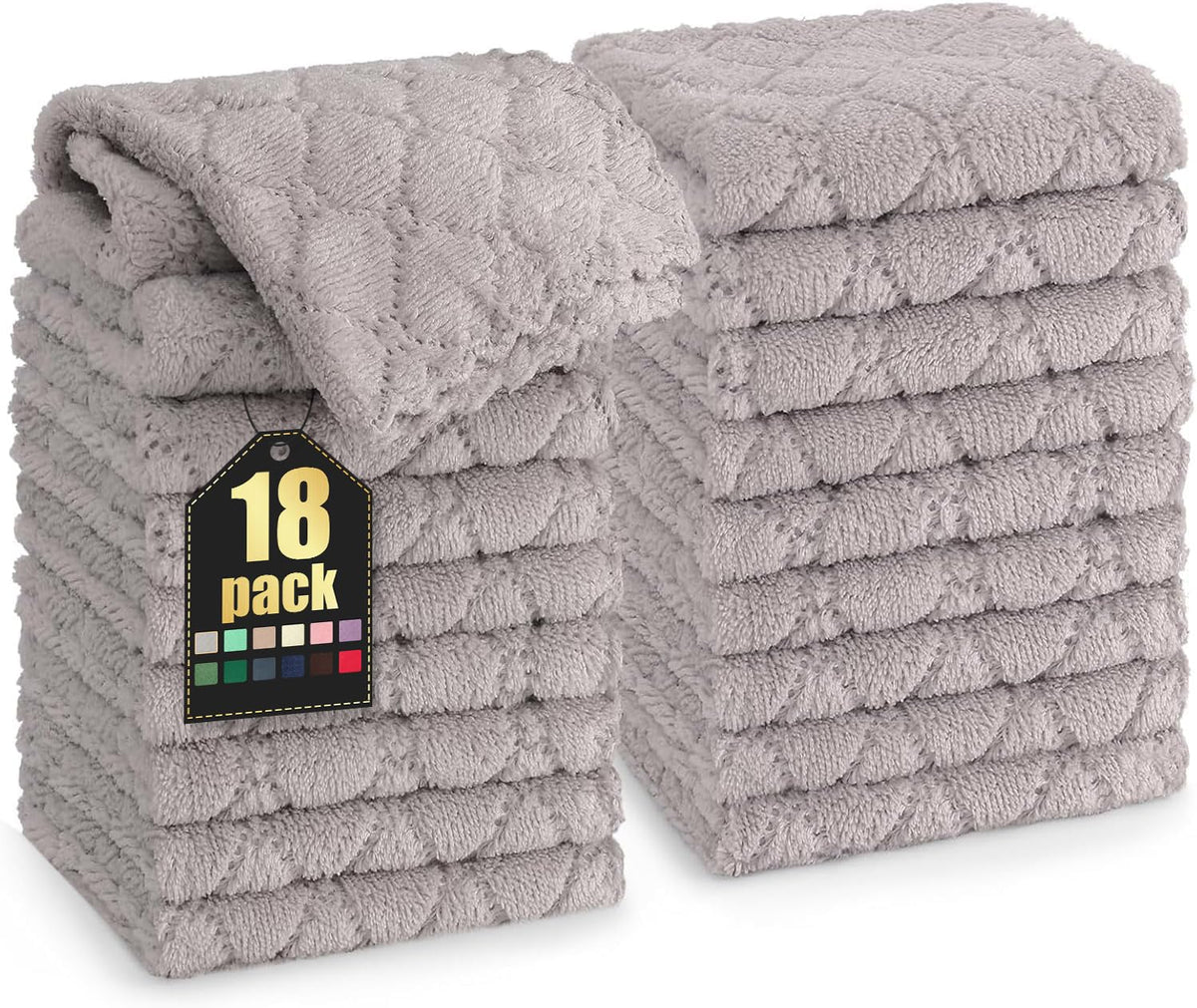 Homaxy 12 Pack Super Soft & Absorbent Dish Cloths, 10" x 10", Grey