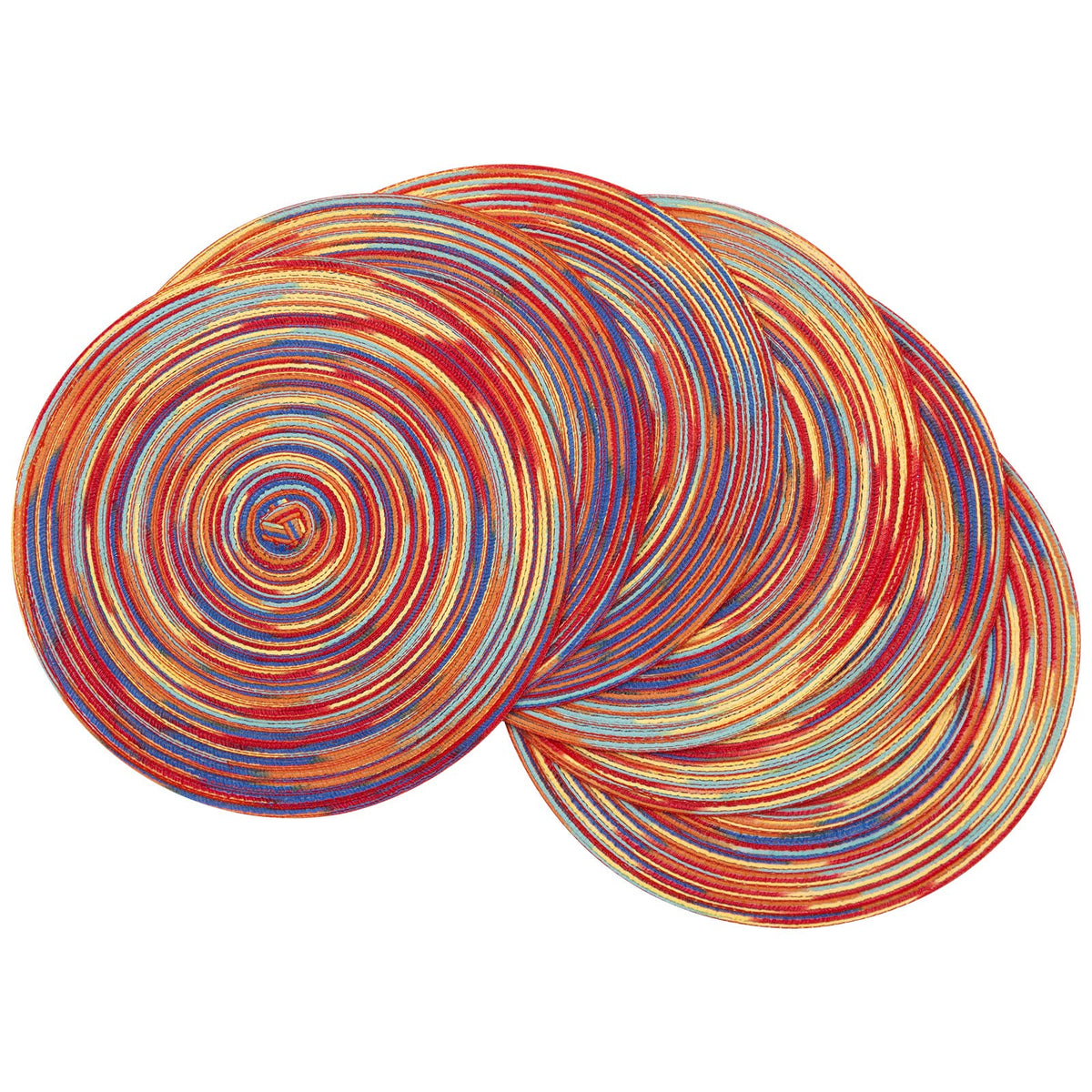 SHACOS Round Braided Placemats Set of 8 Cotton Fabric Round Table Mats Non Slip Washable 15 inch Round Place Mats Home Party Table Decor (Beige, 8)