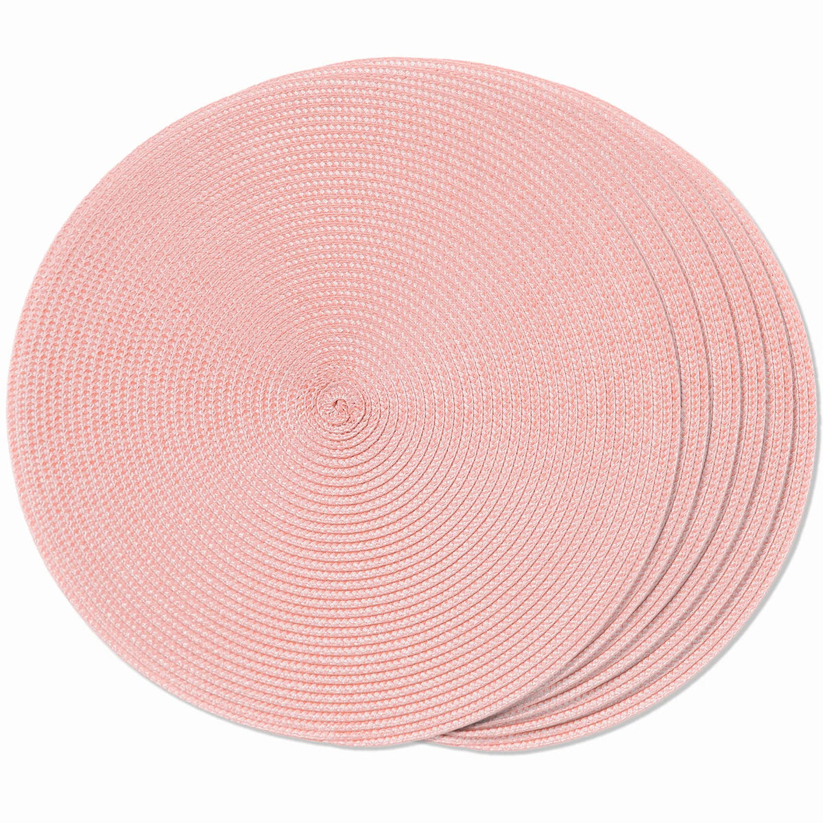 FunWheat Round Braided Placemats Set of 6 Table Mats for Dining Tables Woven Washable Non-Slip Place mats 15 inch(Orange, 6pcs)
