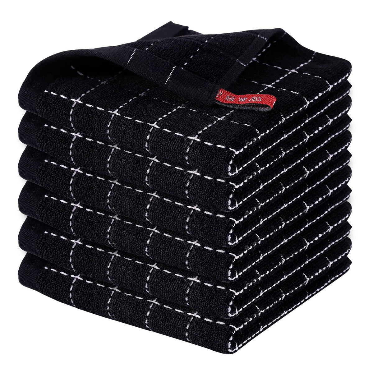 Homaxy 100% Cotton Terry Kitchen Dish Cloths, 6 Pack, Navy Blue