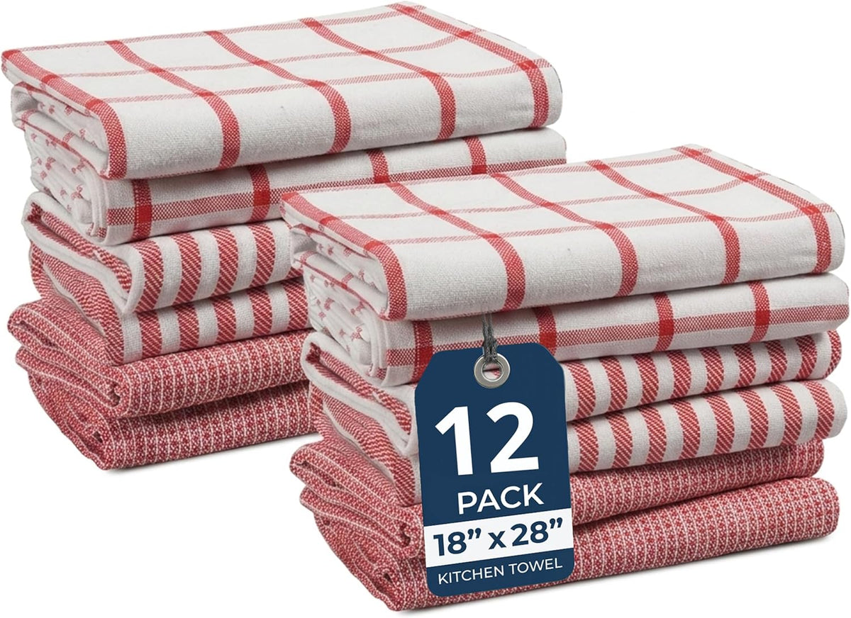 LANE LINEN Dish Towels for Kitchen 100% Cotton Tightly Woven 6 Pack - Olive