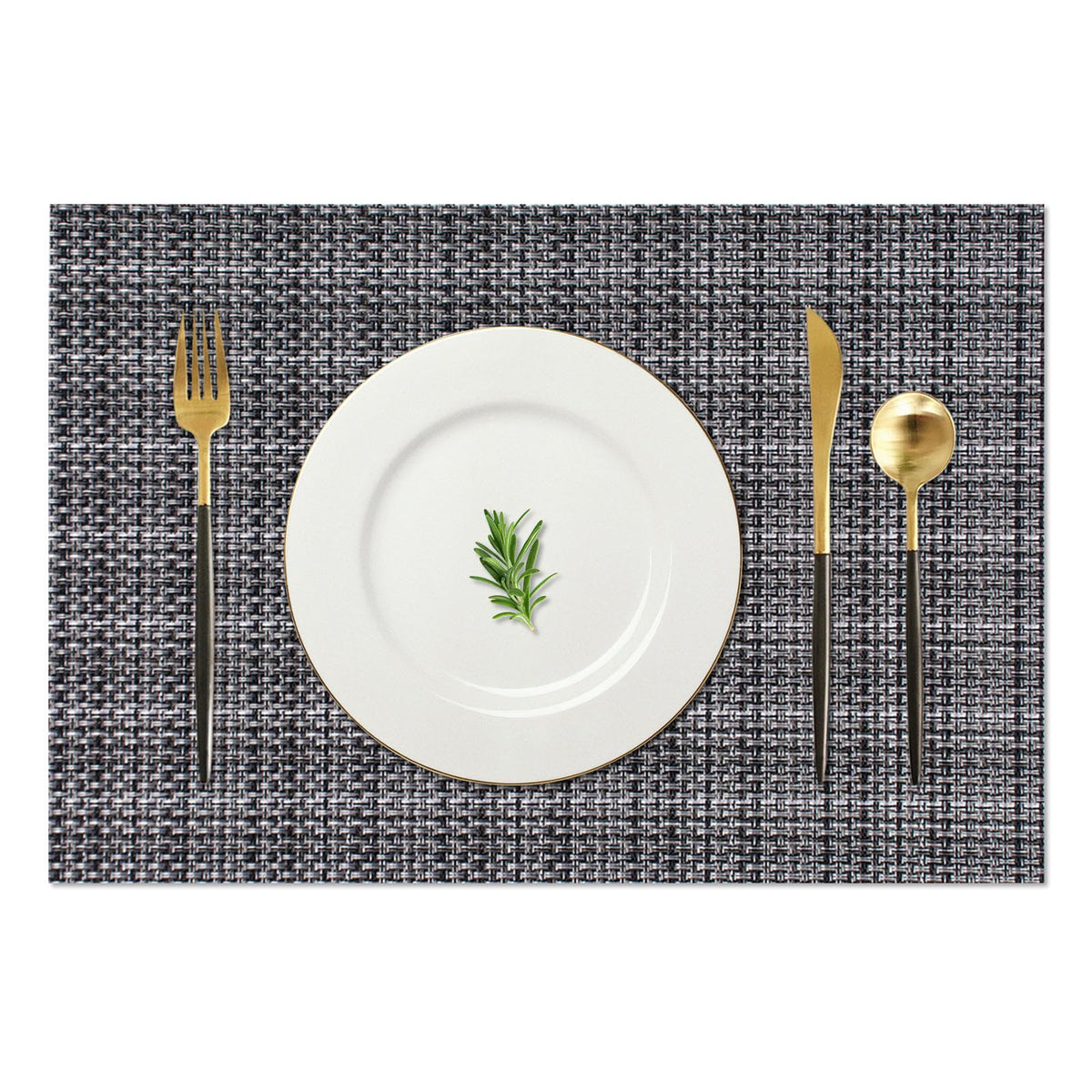 AHHFSMEI Placemats Set of 6 Washable Woven Vinyl Placemats for Dining Table Heat Resistant Non-Slip Stain Resistant Table Mats for Kitchen & Home Decor(White,6)